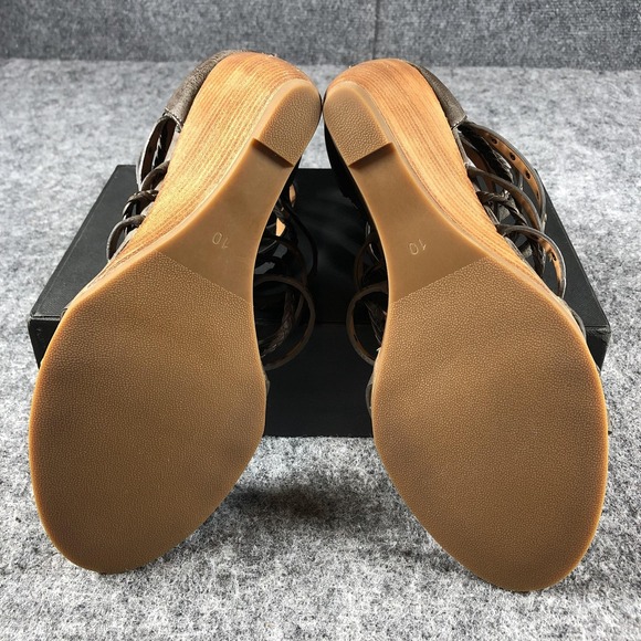 Crown Vintage Sandals Womens Size 10 Taupe Gladiator Wedge Studded Braided - Picture 11 of 15